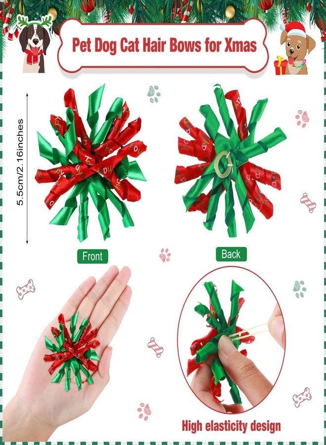 مجموعة SilTriangle من 50 قطعة من ربطات شعر الكلاب لعيد الميلاد مع أربطة مطاطية، إكسسوارات شعر الحيوانات الأليفة لعيد الميلاد، ربطات شعر لتزيين الجراء والقطط الصغيرة (أنماط متنوعة) - Image 2